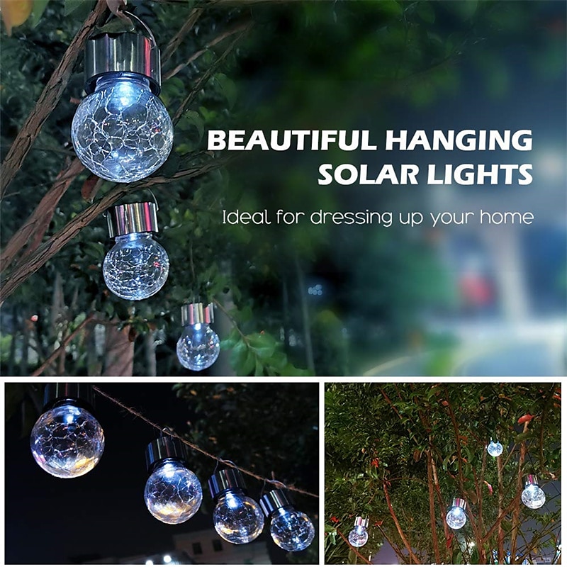 Christmas Outdoor Cracked Glass Solar Lights, Solar Garden Lights Waterproof LED Hanging Globe Lights for Christmas Outdoor Garden & Patio Christmas Decor 2025 - $15.99 –P13