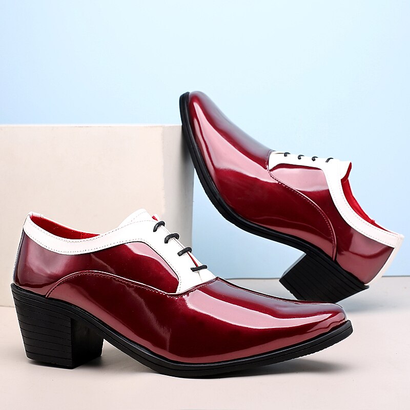 Men's Oxfords Dress Shoes Christmas Party Collections Casual British Wedding Party & Evening PU Black Red White Color Block Winter Fall 2025 - $59.99 –P1