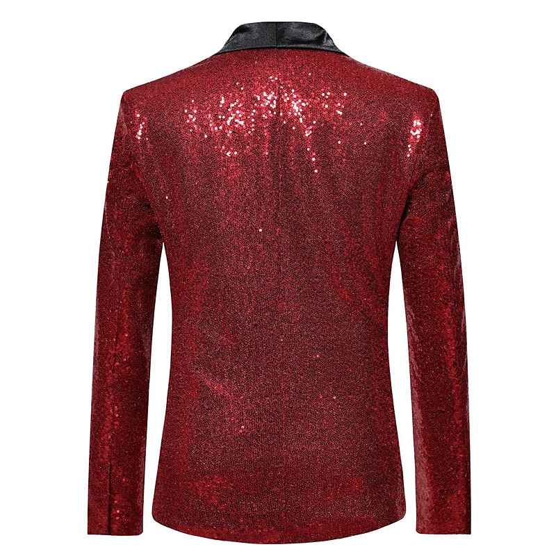 Herren Abendkleidung Blazer Sakko Neujahr Zeremonie Abendgesellschaft Modisch Strassenmode Herbst Winter Pailletten Einfarbig Pailletten Tasche Atmungsaktiv Komfortabel Einreiher - 1 Knopf Blazer 2025 - $61.99 –P2