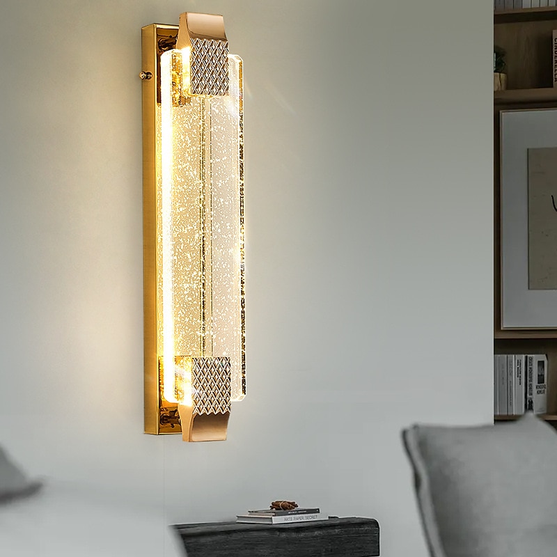 led vegglamper krystallboble for baderomsgang gull moderne sminkelampearmatur med krystallbobleglass, integrert led veggfestelampe,3000k innendørs vegglampe 2025 - $199.99 –P2