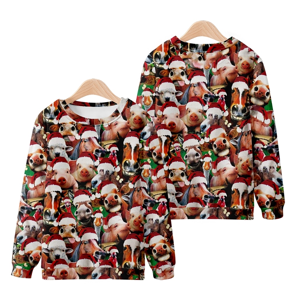 Animales Baile de Máscaras Pullover Sudadera navideña divertida Impresión 3D Para Pareja Hombre Mujer Adulto Navidad Nochebuena Fiesta Navidad 2025 - $26.99 –P5
