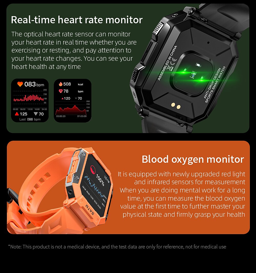 LOKMAT OCEAN PRO Smart Watch 1.85 inch Smartwatch Fitness Running Watch Bluetooth Pedometer Call Reminder Sleep Tracker Compatible with Android iOS Women Men Long Standby Waterproof Media Control IP68 2025 - $41.99 –P10