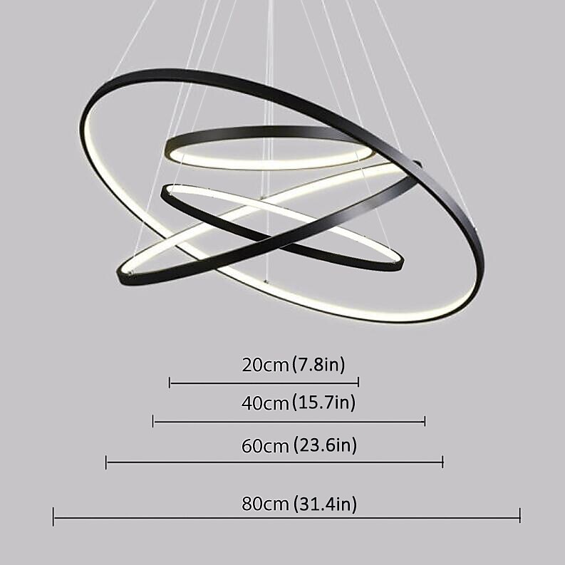2024年 3灯80/60/40/20cmLEDペンダントライトメタルアクリルリング