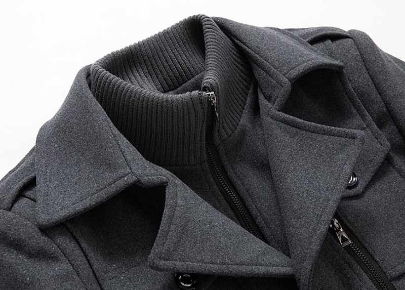 Men's Winter Coat Wool Coat Overcoat Business Casual Spring Winter Autumn Wool Windproof Warm Outerwear Clothing Apparel Active Chic & Modern Solid Colored Rolled collar 2025 - $73.99 –P1