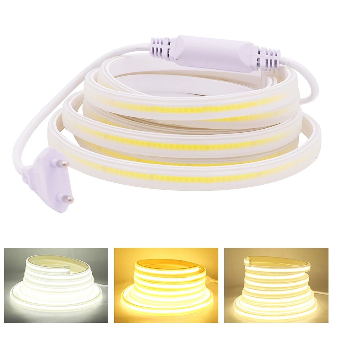 tira de luces led cob 220v impermeable decoración al aire libre ra 80 high brig 220v impermeable decoración al aire libre 360 leds/m ra 80 alto brillo 3000k 4000k 6000k cinta flexible fob luz 2025 - $49.99 –P4