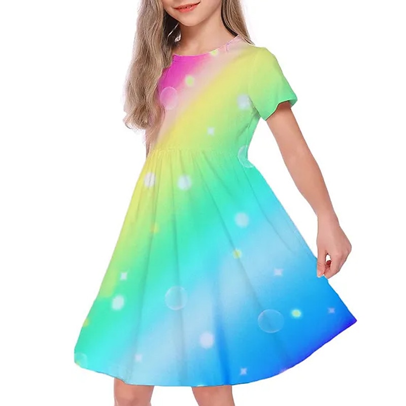rainbow dress short Rainbow Mesh Short Dress