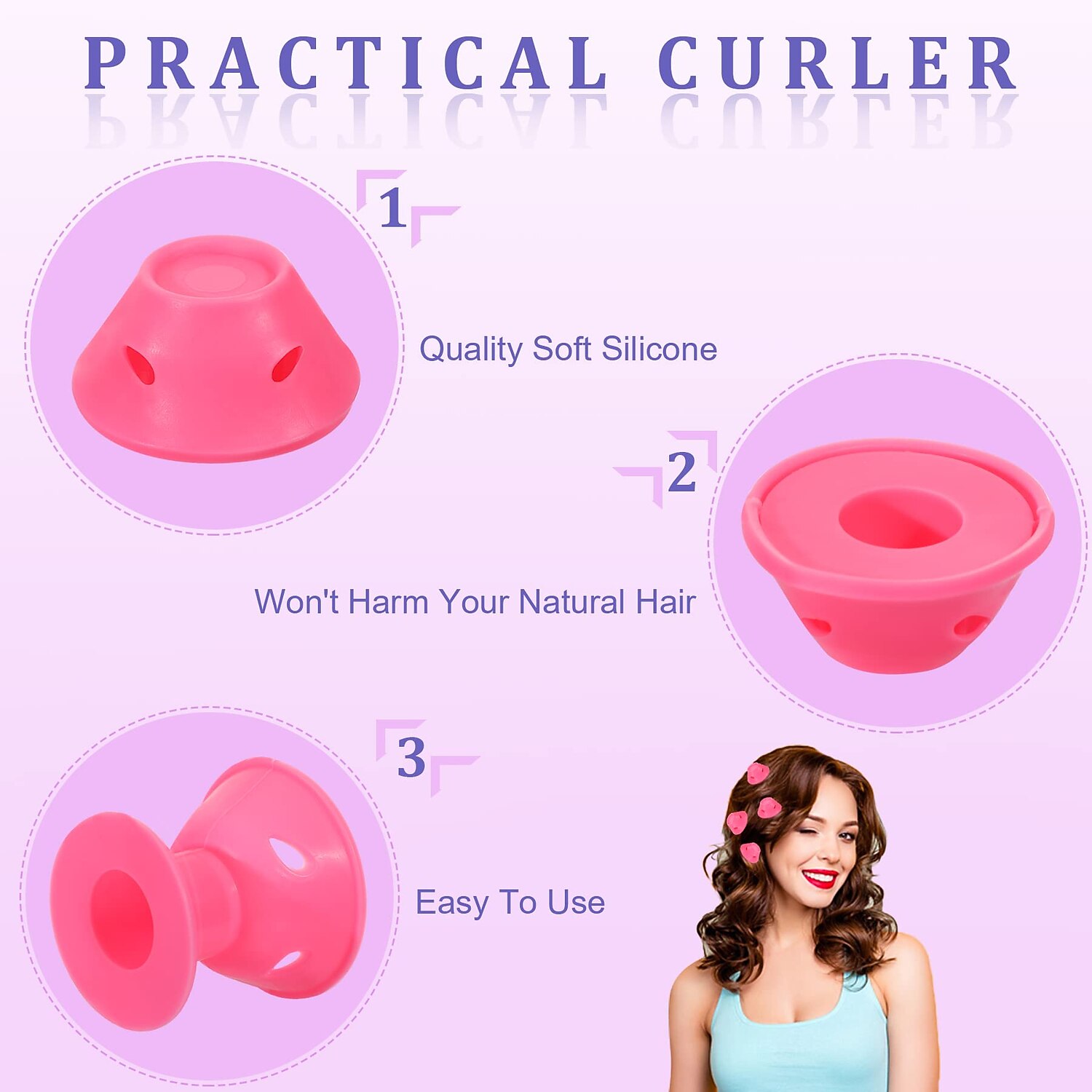 Magic Silicone Hair Rollers Heatless Curling Rod Headband Include Large Overnight Hair Curlers Small Curlers for Women Girls Long and Short Hair 2025 - $18.99 –P2