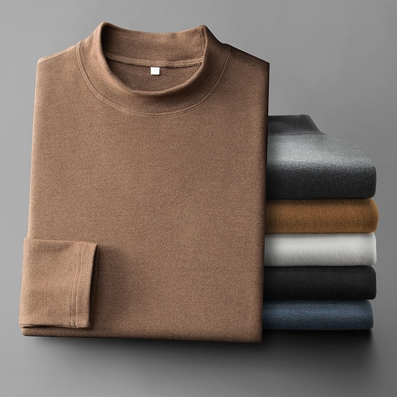 Men's Turtleneck shirt Long Sleeve Shirt Long Sleeve Crew Neck Spring & Fall Plain Fashion Casual Comfortable Street Holiday Going out Black White Blue Top Tee for Men 2025 - $20.99 –P1