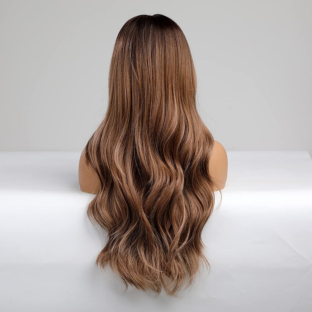 hete roze pruik magenta pruik lang krullend golvend roze pruiken voor vrouwen meisjes middelste deel hittebestendige hight density synthetische pruiken 2025 - $24.99 –P14