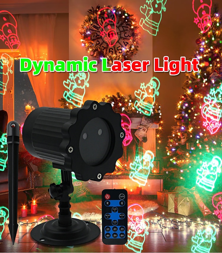 Christmas Projector Red and Green Laser Bell Christmas Tree Santa Claus Element Projector Remote Control Low-voltage plug Christmas Valentine's Day Indoor and Outdoor Decorative Lights 2025 - CAD $57.99 –P1