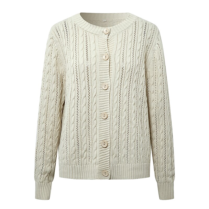 Women's Cardigan Sweater Open Front Crochet Knit Knit Knitted Fall Winter Cropped Daily Holiday Casual Long Sleeve Solid Color Beige S M L 2023 - US $37.99 –P4