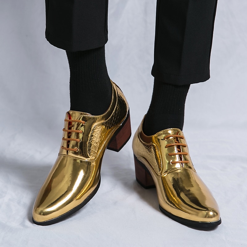 Herre Oxfords Derby-sko Pen sko Hevende Sko Lakksko Klassisk Fritid Daglig Kontor og karriere PU Snøring Gull Vår Høst 2025 - $54.99 –P3