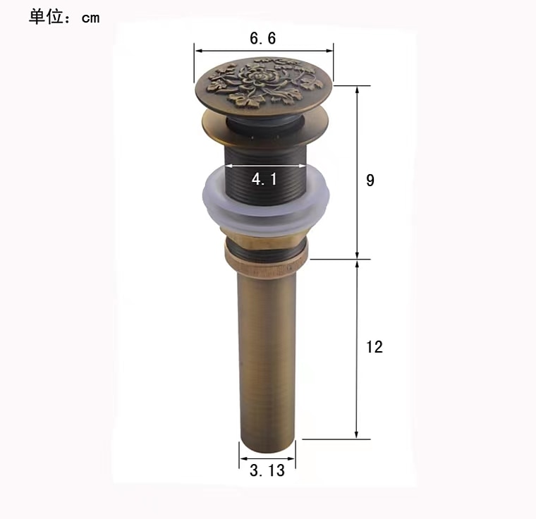messing pop-up gootsteenafvoerstop met overloop badkamerkraan vat ijdelheid gootsteen afdruiprek antiek messing 2025 - $36.99 -P1