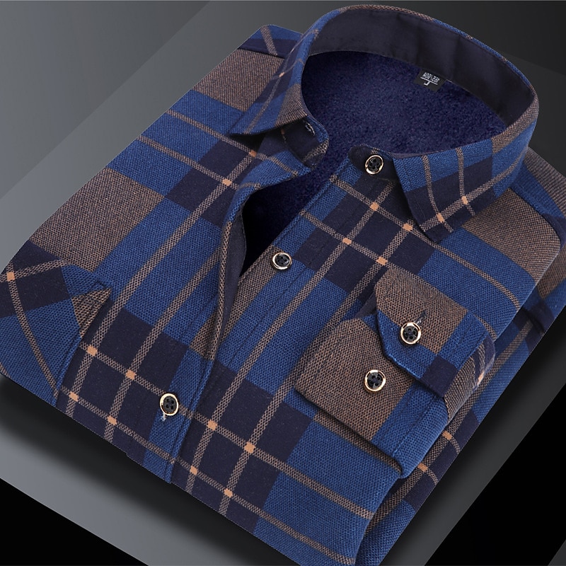Voor heren Overhemd Geruit overhemd Shirt met kraag Fleeceshirt Overhemd met knopen Ruitjes Bruiloft Buiten A B C D Lange mouw Strijkijzer Winter Kleding 2025 - $29.99 –P8