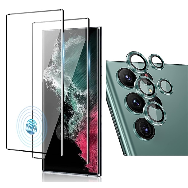 2 juegos Protector de Pantalla + Protector de Lente Cámara Para Samsung galaxia S24 Ultra Plus S23 S22 S21 S20 Plus Ultra Note 20 Ultra 10 Plus S25 Ultra Vidrio Templado Dureza 9H Anti-Huellas Alta 2025 - $13.99 –P7