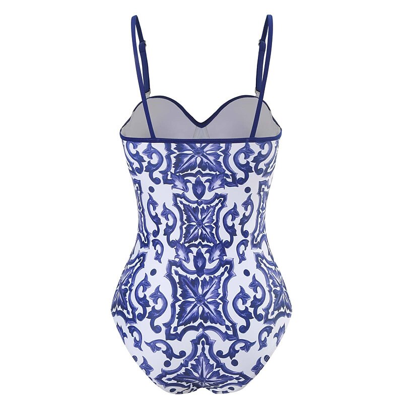 Per donna Normale Costumi da bagno Un pezzo Monokini Slip Costume da bagno Fasciante in vita Scollatura posteriore Stampe Festività Di tendenza Fiore decorativo Con bretelline Senza maniche Costumi del 2025 a $32.99 -P3
