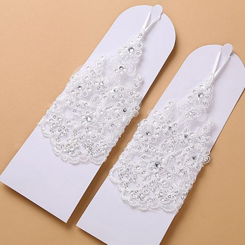 Polyester / Netstof Ellebooglengte Handschoen Feest / Avond / Stijlvol Met Pure Kleur / Versieringen / Kristallen / Bergkristallen Bruiloft / feesthandschoen 2025 - $6.99 –P2