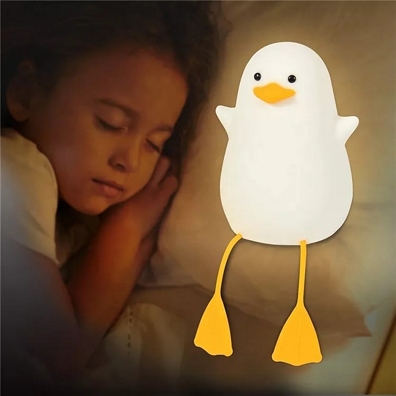anatra ha condotto le luci notturne simpatica lampada in silicone ricaricabile usb sensore di temporizzazione lampada da comodino per camera da letto regalo per bambini del 2025 a $25.99 –P2