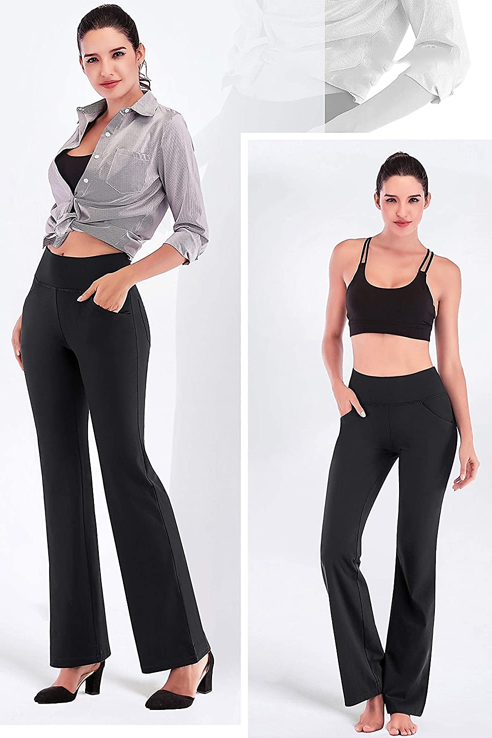 Women's Yoga Pants Side Pockets Wide Leg High Waist Yoga Fitness Gym Workout Bottoms Dark Grey Navy Black Spandex Sports Activewear High Elasticity 2025 - $19.99 –P6