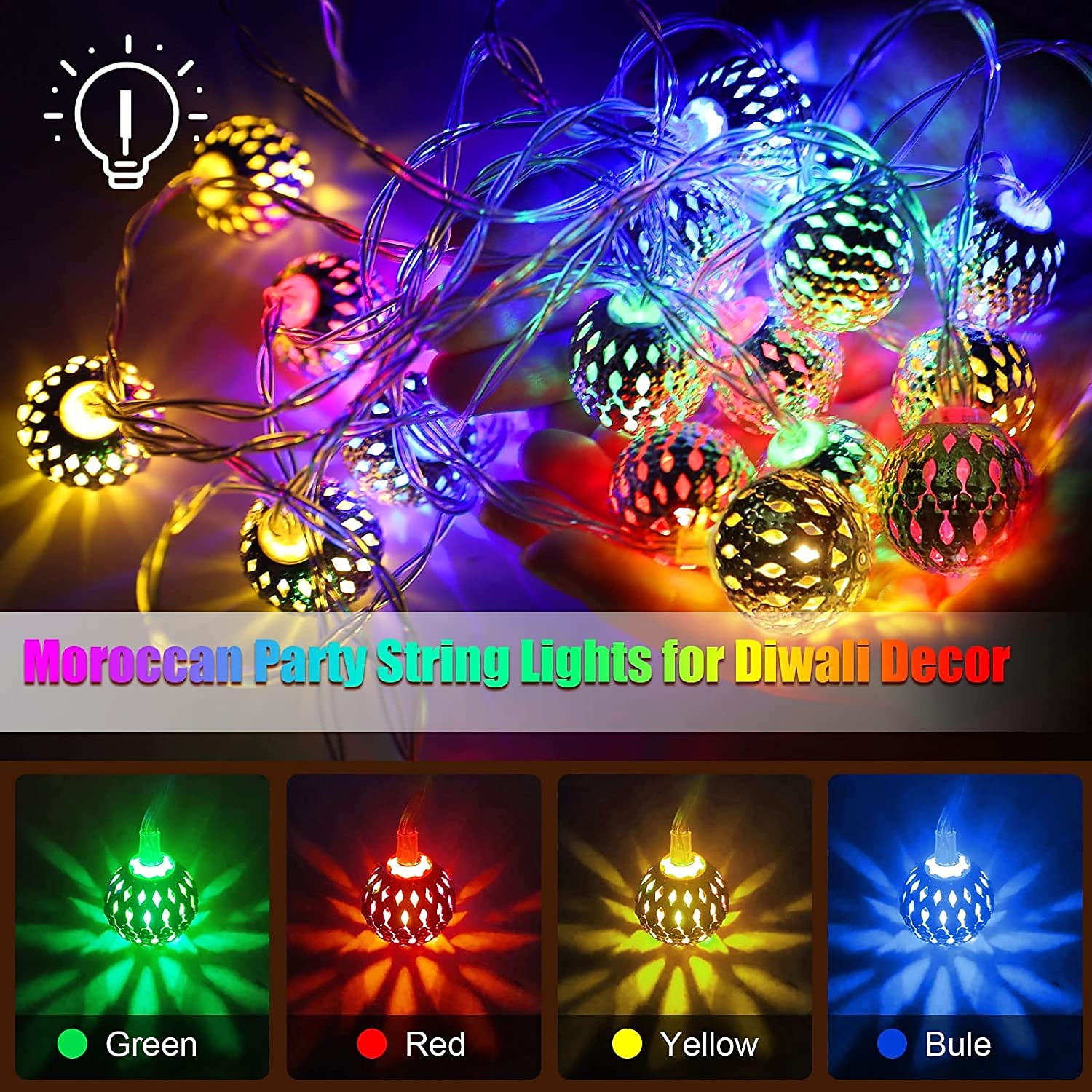 Luzes de corda marroquina solar globo luzes de fadas ao ar livre à prova d'água 8 modos de iluminação 5m 7m 10m luzes de corda 20/30/50 leds el branco quente rgb branco luzes de corda criativas luzes de férias festa de casamento de 2026 por $11.99 –P5