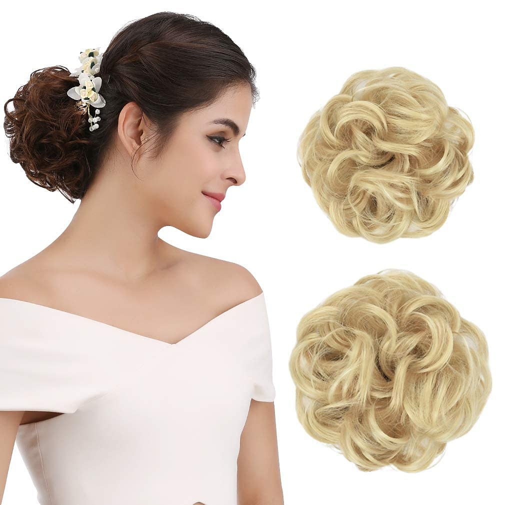2pcs chignon désordonné chignon bouclé ondulé extensions de queue de cheval postiches cheveux chouchous wraps chignon pour femmes filles (plus chignon limité avec une longueur de cheveux plus longue de 2025 ? $18.49 –P5