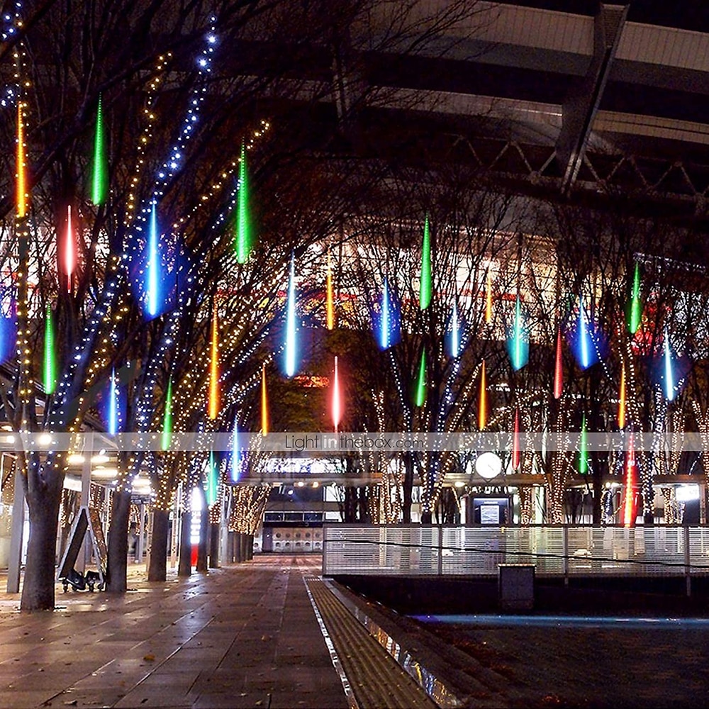 2 πακέτα μετεωρίτη ντους βροχής led φωτιστικό led 30cm 11,8 ίντσες 16 σωλήνες 384 led που πέφτουν σταγόνα βροχής παγωμένο χριστουγεννιάτικο δέντρο γάμος νεράιδα φως γιορτινή διακόσμηση δρόμου 2025 - $27.99 –P11