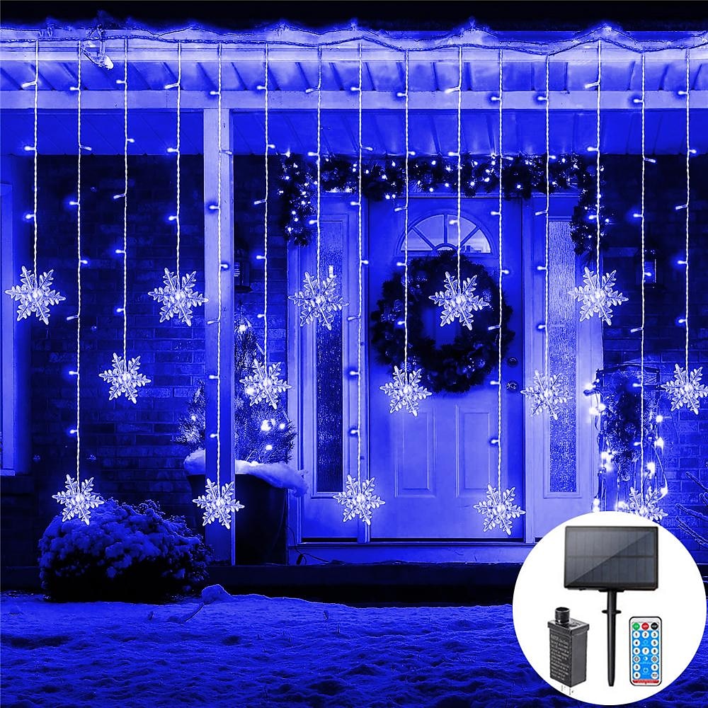 2025年 クリスマススノーフレークストリングライト屋外ソーラー8モード5m 216led 3.5m 96ledリモコン太陽エネルギー24vプラグインストリングライトledガーランドカーテンフェアリーストリングライト庭の軒先パーティーの装飾用  コレクション – $53.99 –P2