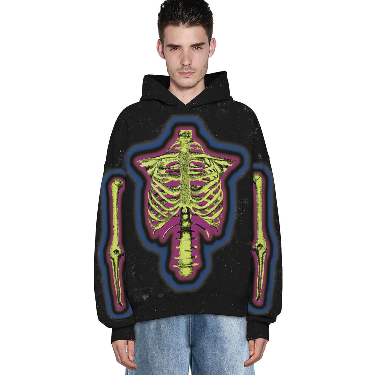 Punk Gothic Skeleton Skull Hoodie Skull Front Pocket Graphic For Couple's Men's Women's Adults' Masquerade 3D Print Casual Daily 2025 - $34.99 –P16