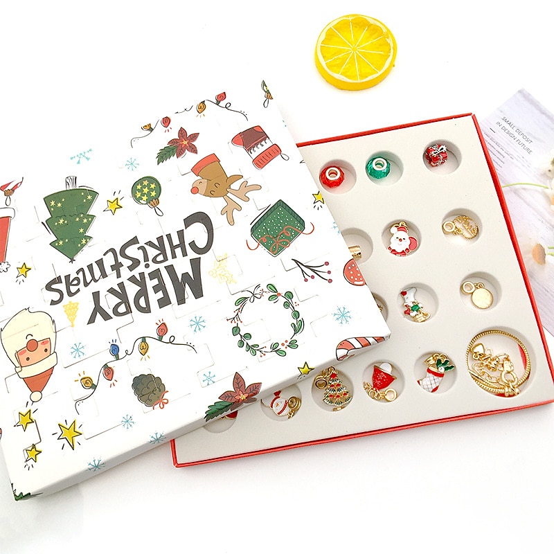 gullsett 24 nedtellingskalender advent overraskelse blindboks gjør det selv kreativt armbånd julegave adventskalender julegaver 2025 - $13.49 –P3