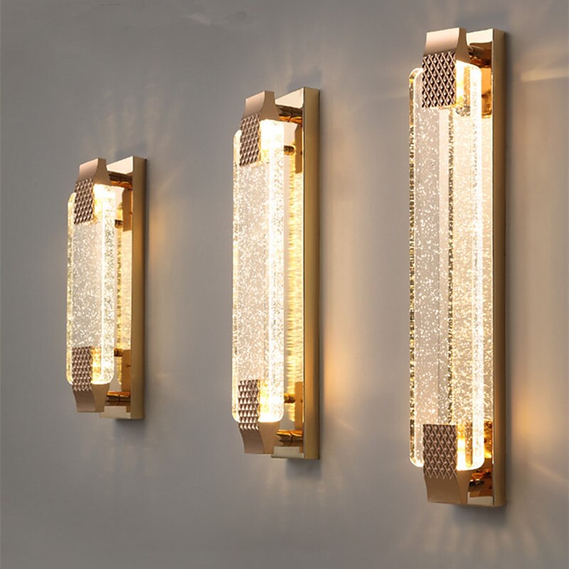 led vegglamper krystallboble for baderomsgang gull moderne sminkelampearmatur med krystallbobleglass, integrert led veggfestelampe,3000k innendørs vegglampe 2025 - $199.99 –P5