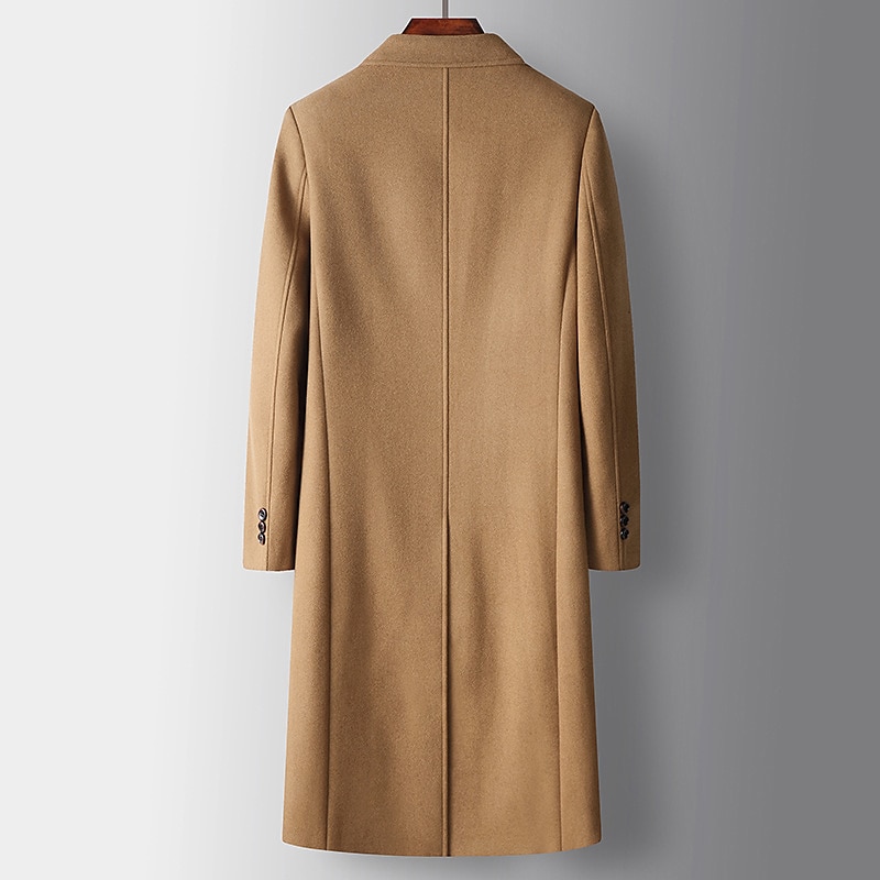 Herr Vinterkappa Yllekappa Peacoat Dagliga kläder Semester Höst Vinter POLY Håller värmen Utomhus Ytterkläder Kläder Mode Uppvärmning Solid färg Ficka Nedvikt Dubbelknäppt 2025 - $108.99 –P2