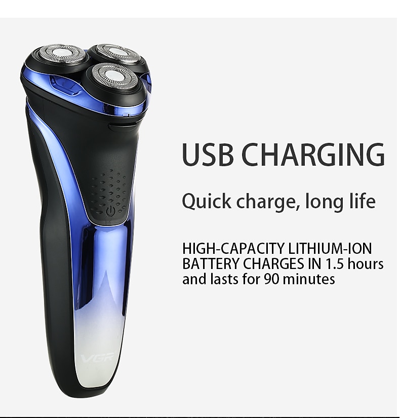 VGR Electric Razor for Men USB Rechargeable 3D Rotary Men's Shaver Pop-up Beard Trimmer Grooming Kit IPX7-Waterproof Corded & Cordless Wet Dry Beard Shavers LED Display 2025 - $47.99 –P12