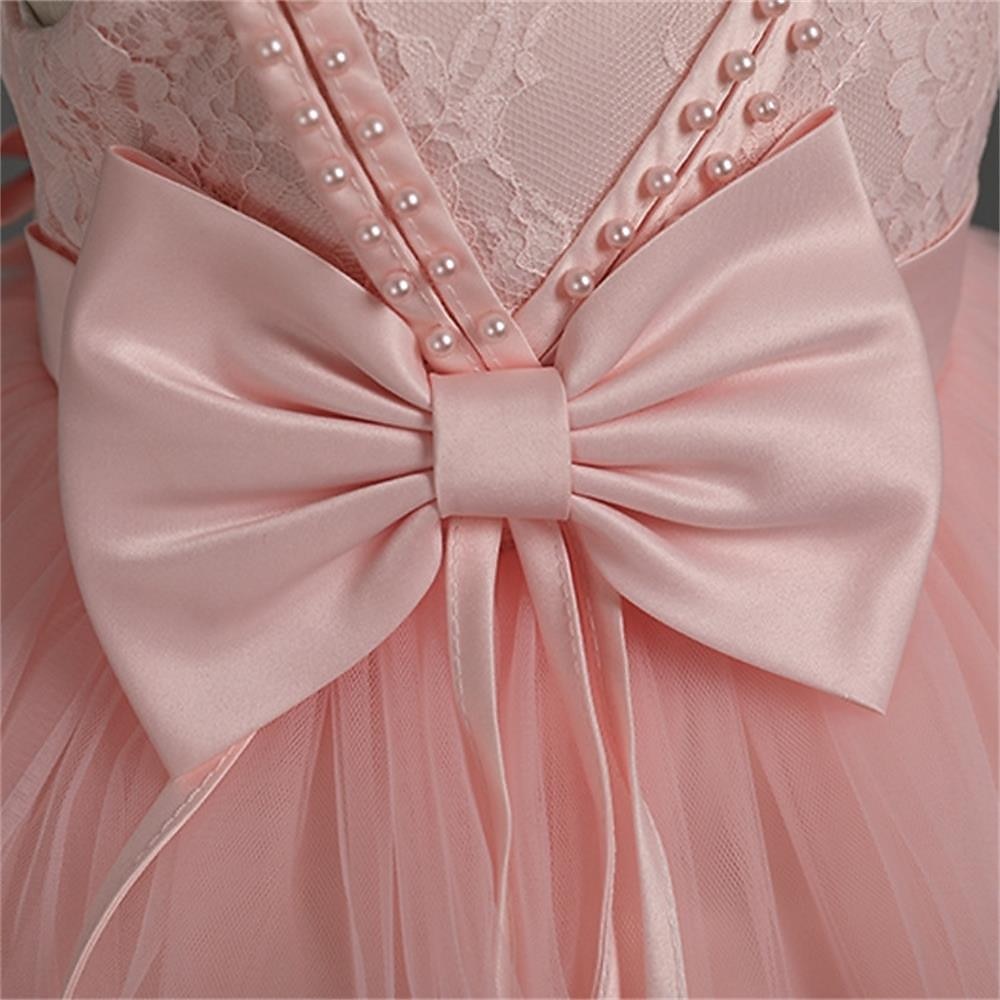 Tout-petit Fille Robe de Soirée Couleur Unie Sans manches Performance Mariage Noeud de cravate Adorable Princesse Polyester Mi-long Robe en Tulle Été Printemps 3-7 Ans Multicouleur Blanche Champagne de 2025 ? $50.99 –P4