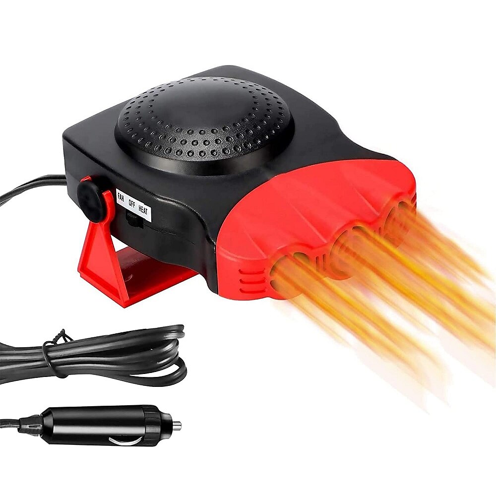 מחמם רכב/מאוורר נייד חשמלי 12v 200w 2 ב-1 מאוורר חימום/קירור פונקציות חימום מהיר בקר מסיר ערפל מפשיר רכב 2025 - $22.99 –P2