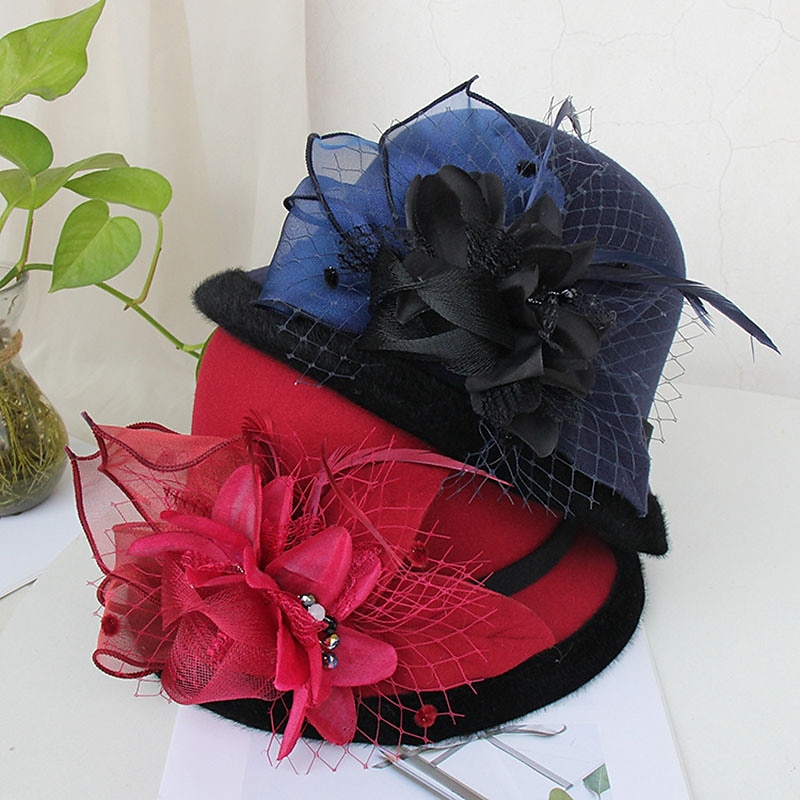 kentucky cappello derby autunnale cappelli da sposa piume artificiali misto poli/cotone bombetta/cloche cappello alla pescatora cappello fedora casual vacanza stile vintage elegante con applicazioni del 2025 a $18.99 –P4