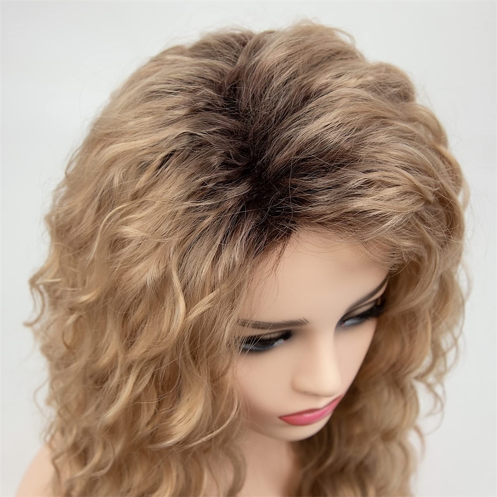 parrucca ondulata lunga riccia ombre parrucche biondo platino per le donne capelli sciolti ondulati parrucche sintetiche resistenti al calore glueless per l'uso quotidiano delle feste del 2025 a $31.99 –P12