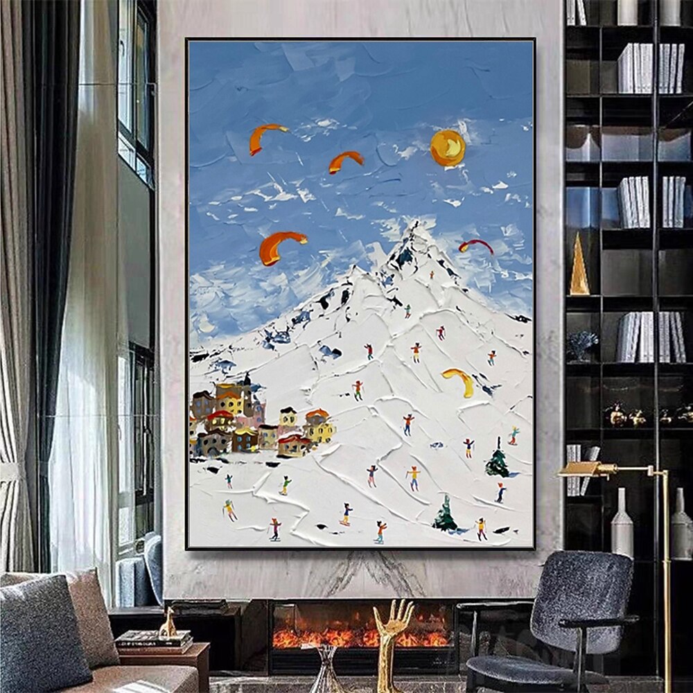 Mintura Handmade Mountain Oil Painting On Canvas Wall Art Decoration Modern Abstract Snow Landscape Picture For Home Decor Rolled Frameless Unstretched Painting 2025 - $69.99 –P3