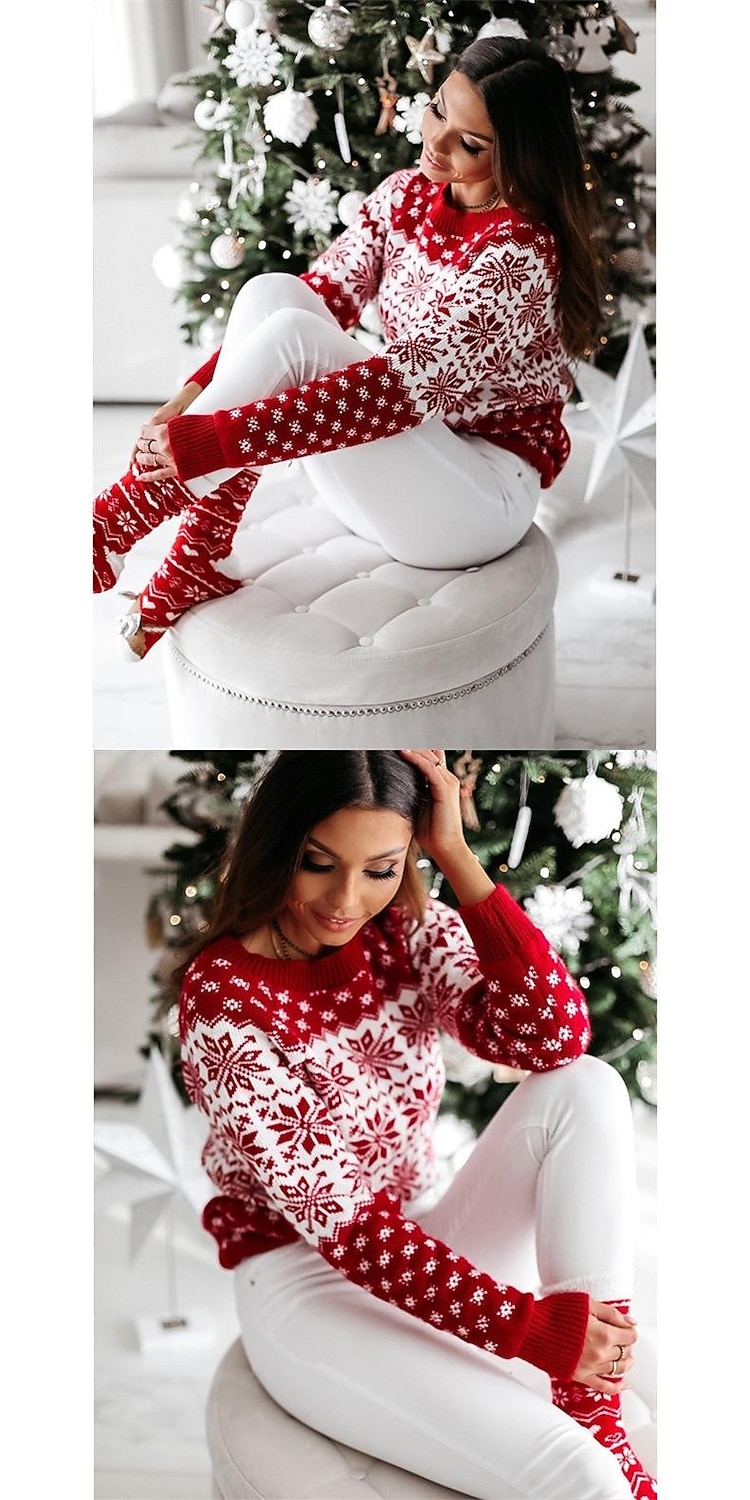 Ren Snöflinga Ful jultröja Jumper Dam Jul Vuxen Vuxna Jul julafton Jul Fest Topp 2025 - $43.99 –P1