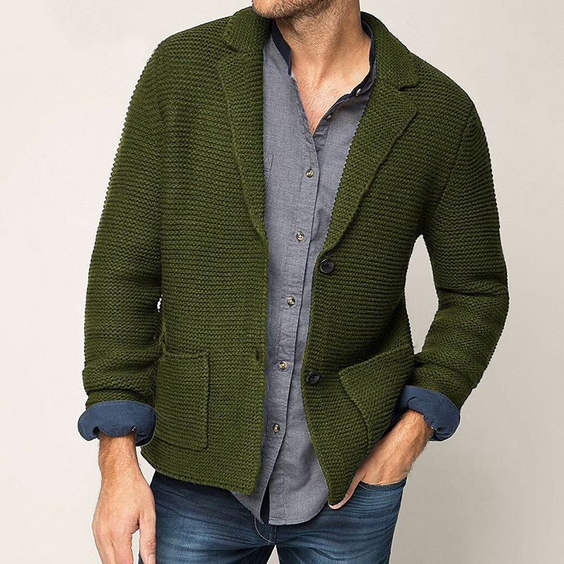 Men's Sweater Cardigan Sweater Sweater Jacket Ribbed Knit Cropped Knitted Lapel Warm Ups Modern Contemporary Daily Wear Going out Clothing Apparel Fall & Winter Black khaki M L XL 2025 - $35.99 –P8