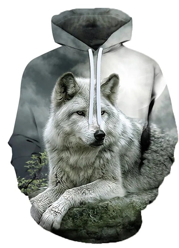 Hombre Lobo Estampados Sudadera Sudaderas Sudadera Con Capucha Manga Larga Sudadera con capucha Con Capucha Ropa de calle Impresión 3D Diario Deportes Negro Azul Piscina Estampado Primavera & Otoño 2025 - $29.99 –P6