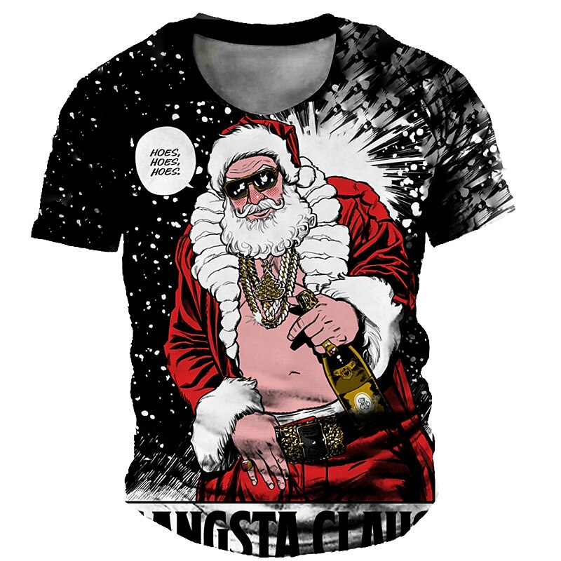 craciun mos craciun tricouri 3d tricou mos craciun imprimeuri grafice decolteu negru imprimeu 3d in aer liber maneca scurta imprimeu imbracaminte poliester vintage sport designer casual 2025 - RON 72.99 –P1