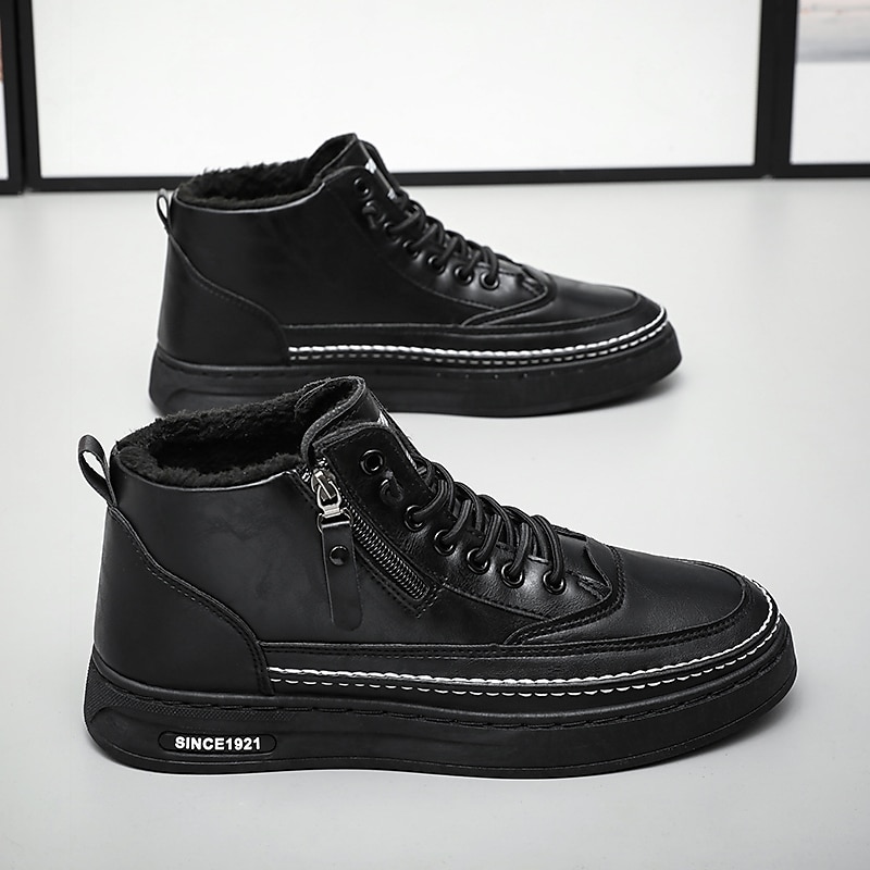 braune pelzgefütterte Winterstiefel für Herren - warme, wasserdichte Kunstlederschuhe mit Reißverschluss für Outdoor-Abenteuer 2025 - $46.99 –P3