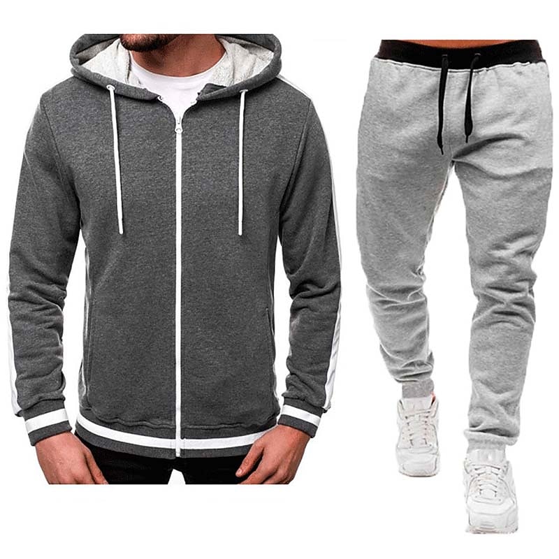 Men's Tracksuit Sweatsuit Zip Hoodie Sweatshirt Hoodie Jacket Jogging Suits Red & Black Black+Light Grey Dark Grey+Light Grey Red+Light Grey Red+Dark Grey Hooded Color Block Drawstring 2 Piece Sports 2026 - $28.99 –P6