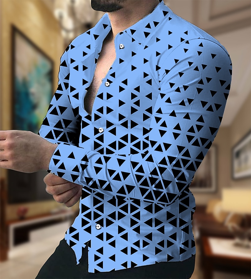 Per uomo Geometrica Geometria Camicia Camicia con bottoni Manica lunga Di tendenza Originale Informale Esterno Da mare Giornaliero Autunno inverno Colletto Stampa Bottone giù Bianco Giallo Rosa Rosso del 2025 a $26.99 –P2