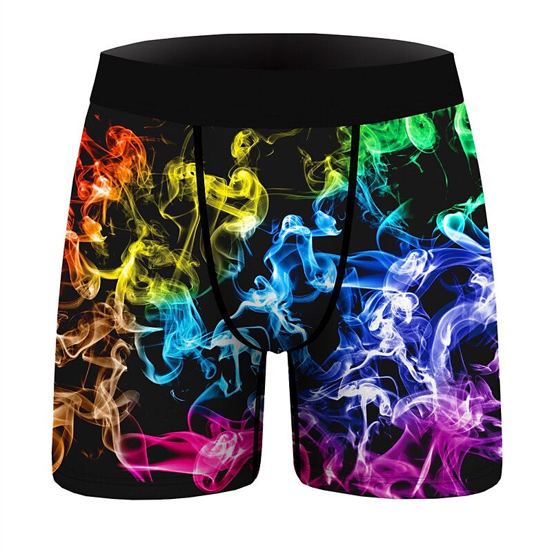 Homens 1 pacote Roupa Íntima Calcinha básica Cueca Boxer Cuecas Imprimir Algodão Poliéster Antibacteriano À prova de vazamento Arco-Íris Cintura Média Preto Rosa de 2025 por GBP £8 –P3