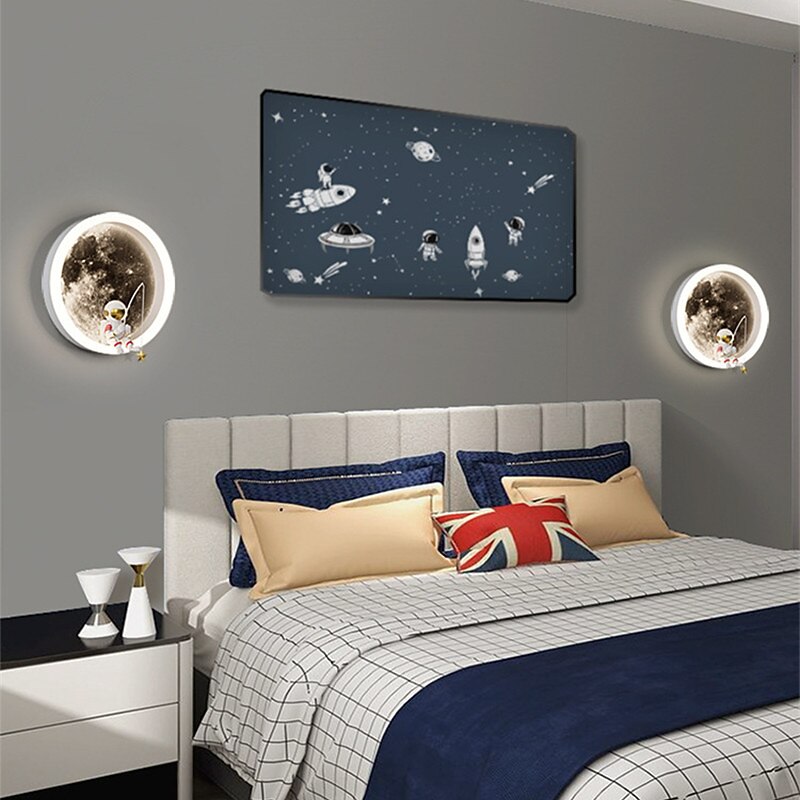 led wandleuchten wandleuchte wandleuchte dekor astronaut mond muster wandleuchten für kinder jungen kinder schlafzimmer wohnzimmer hintergrund 2026 - $164.99 –P3