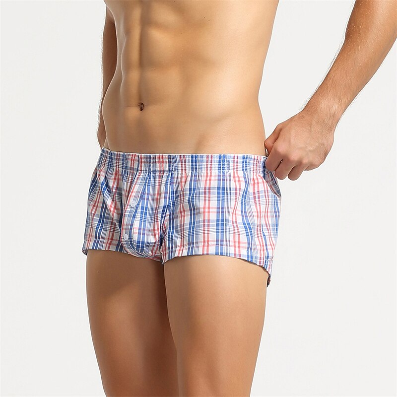 Per uomo 1 confezione Biancheria intima Mutandine di base Boxer Slip Cotone Elastene Antiparassitario A prova di perdita A quadri Vita normale Giallo Blu del 2025 a $11.49 –P3