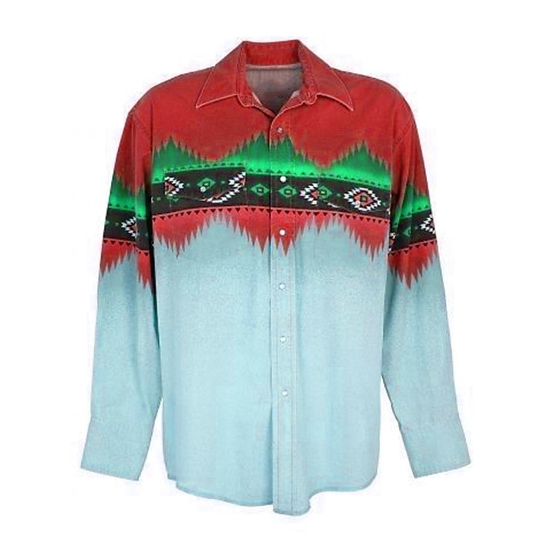 Herren Stammes Grafikdrucke Geometrie Hemd Westernhemd Cowboy-Shirt Langarm Mode Designer Lässig Outdoor Täglich Herbst Winter Umlegekragen Druck Button-Down Meeresblau Gelb Rote Blau Grün 2025 - $26.99 –P5