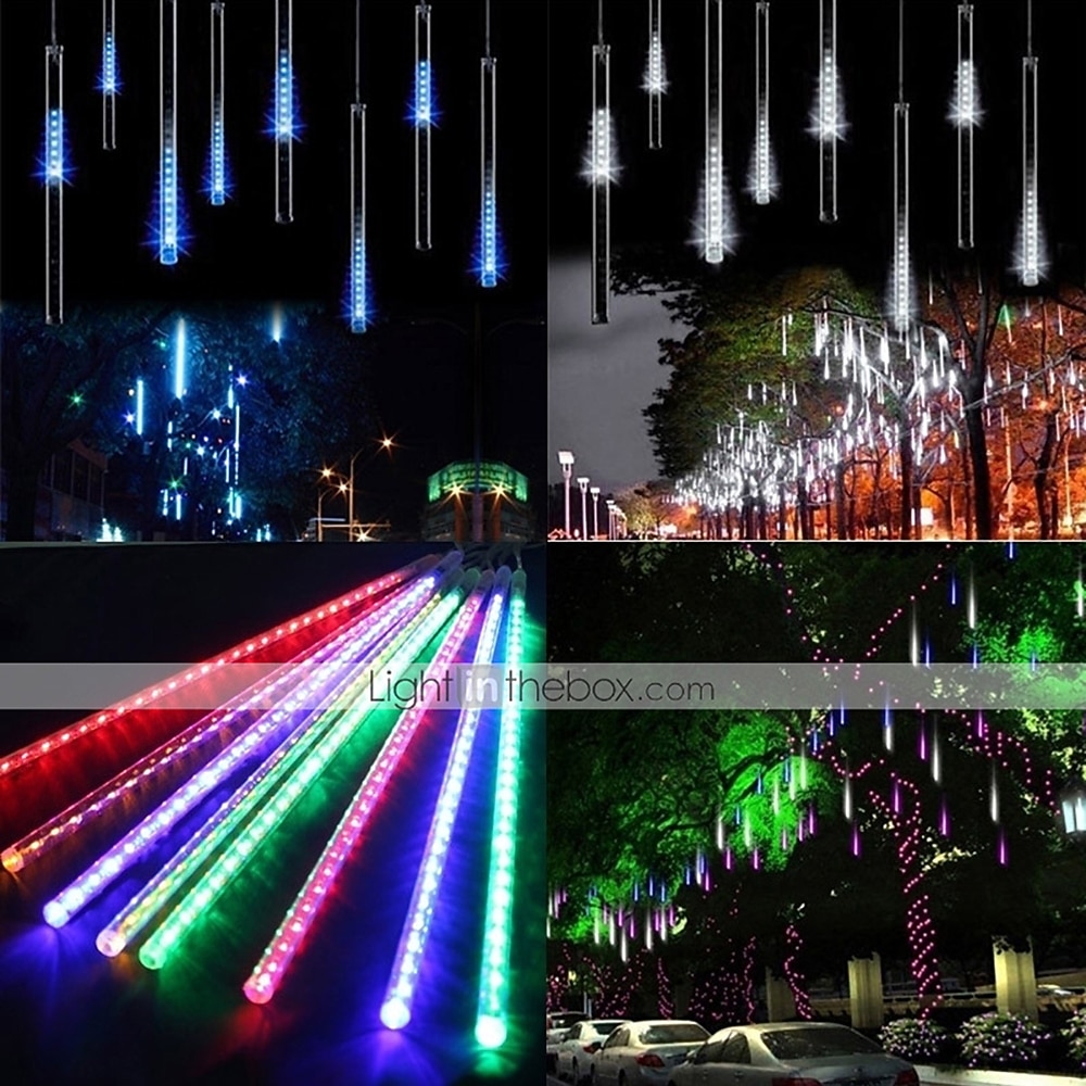 led מטאורים גשם אורות 30 ס"מ 11.8 אינץ' 8 צינורות 192 led נטיפי קרח שלג נופל אורות נצנצים כוכב חיצוני טיפת גשם אורות חג המולד מסיבת חתונה חג קישוט עץ 2026 - $16.99 –P8