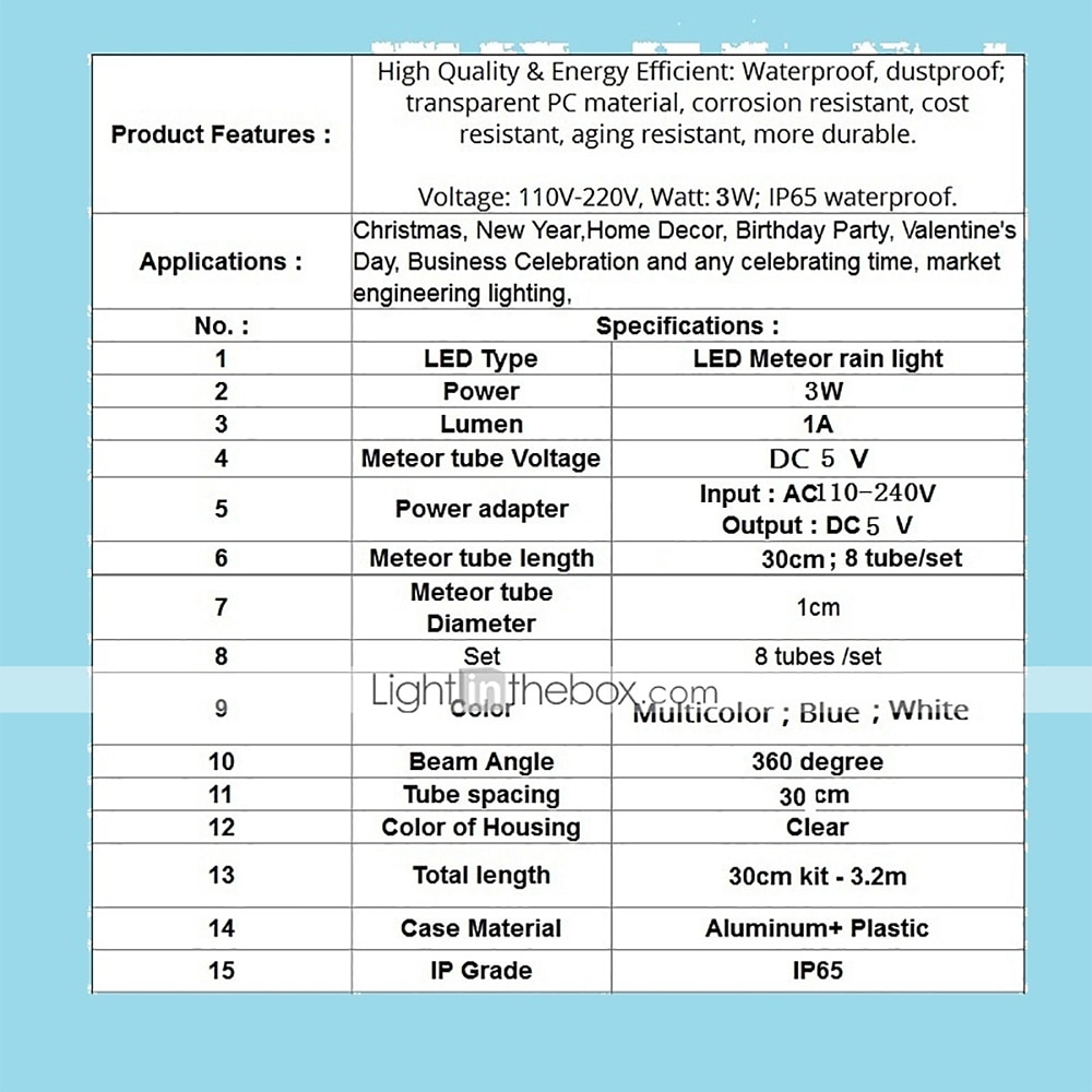 led מטאורים גשם אורות 30 ס"מ 11.8 אינץ' 8 צינורות 192 led נטיפי קרח שלג נופל אורות נצנצים כוכב חיצוני טיפת גשם אורות חג המולד מסיבת חתונה חג קישוט עץ 2026 - $16.99 –P1